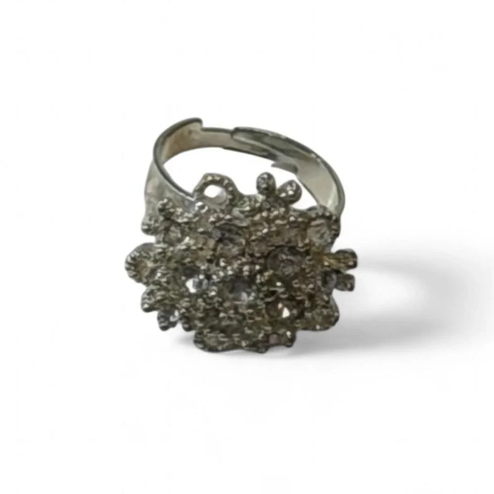 Vintage Silver Tone Costume‎ Cocktail Ring